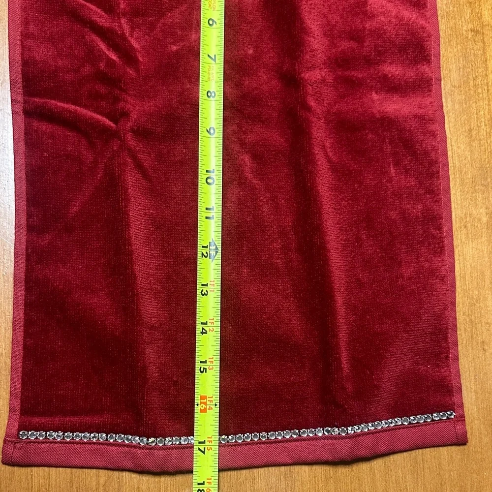 Elegant Burgundy Turkish Cotton Towel Set with Rhinestone Trim NWOT